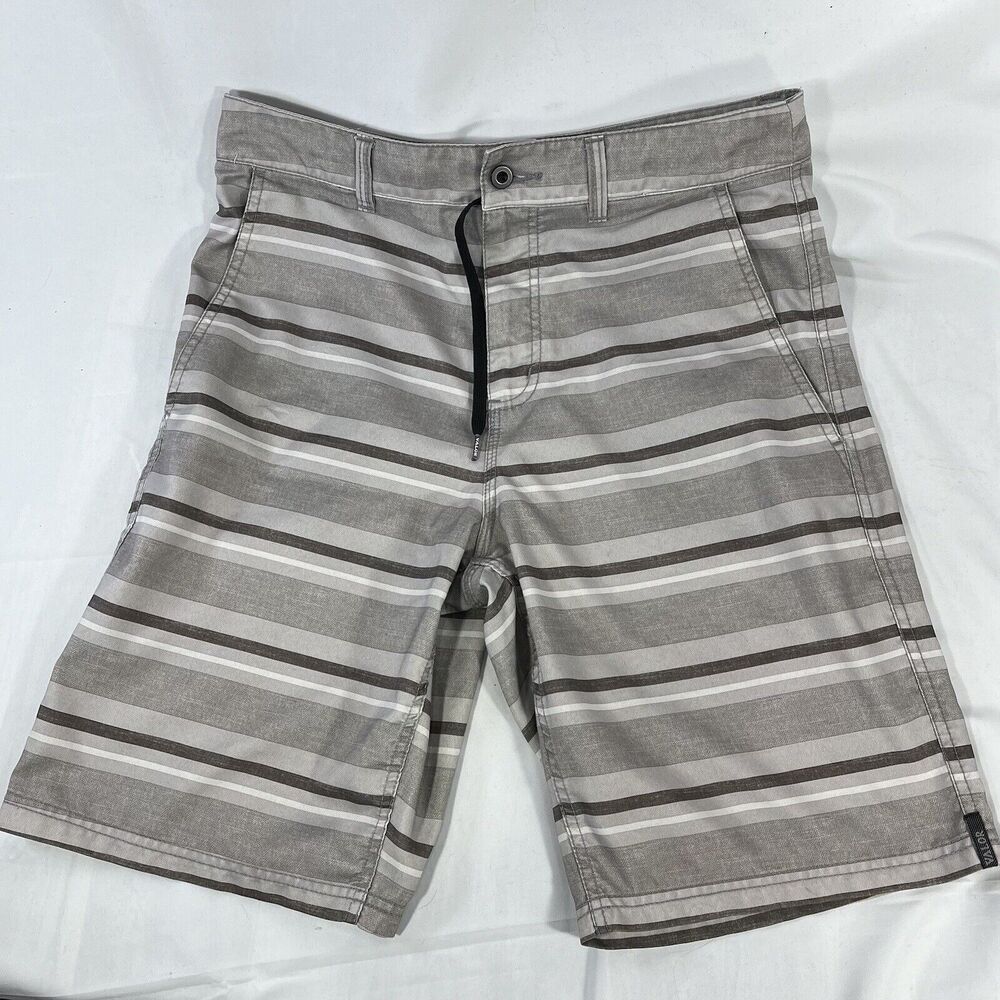 VALOR BOARD SHORTS MENS 30 STRIPED DRAWSTRING ZIP FLY 10” INSEAM SWIM BEACH